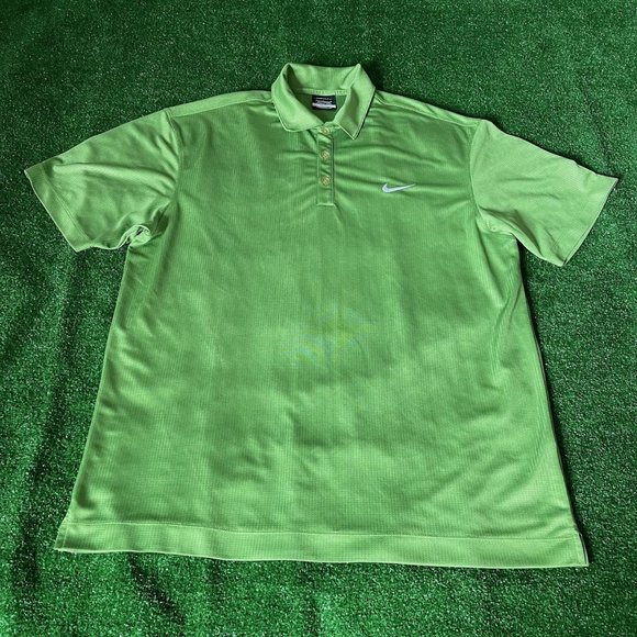 Nike Golf Men's Dri-Fit Embroidered Logo Checkers Green Golf Polo Shirt Size L - Picture 4 of 11